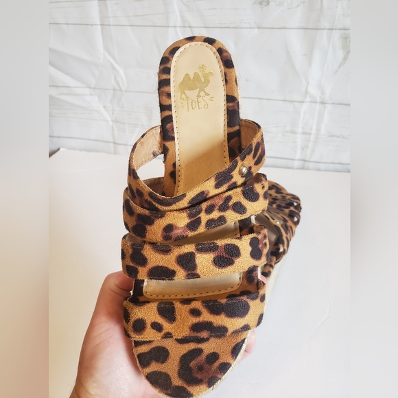 Camel Toes Leopard Print Wedge Sandals Open Toe Slip On Shoes Animal Print - Picture 13 of 13